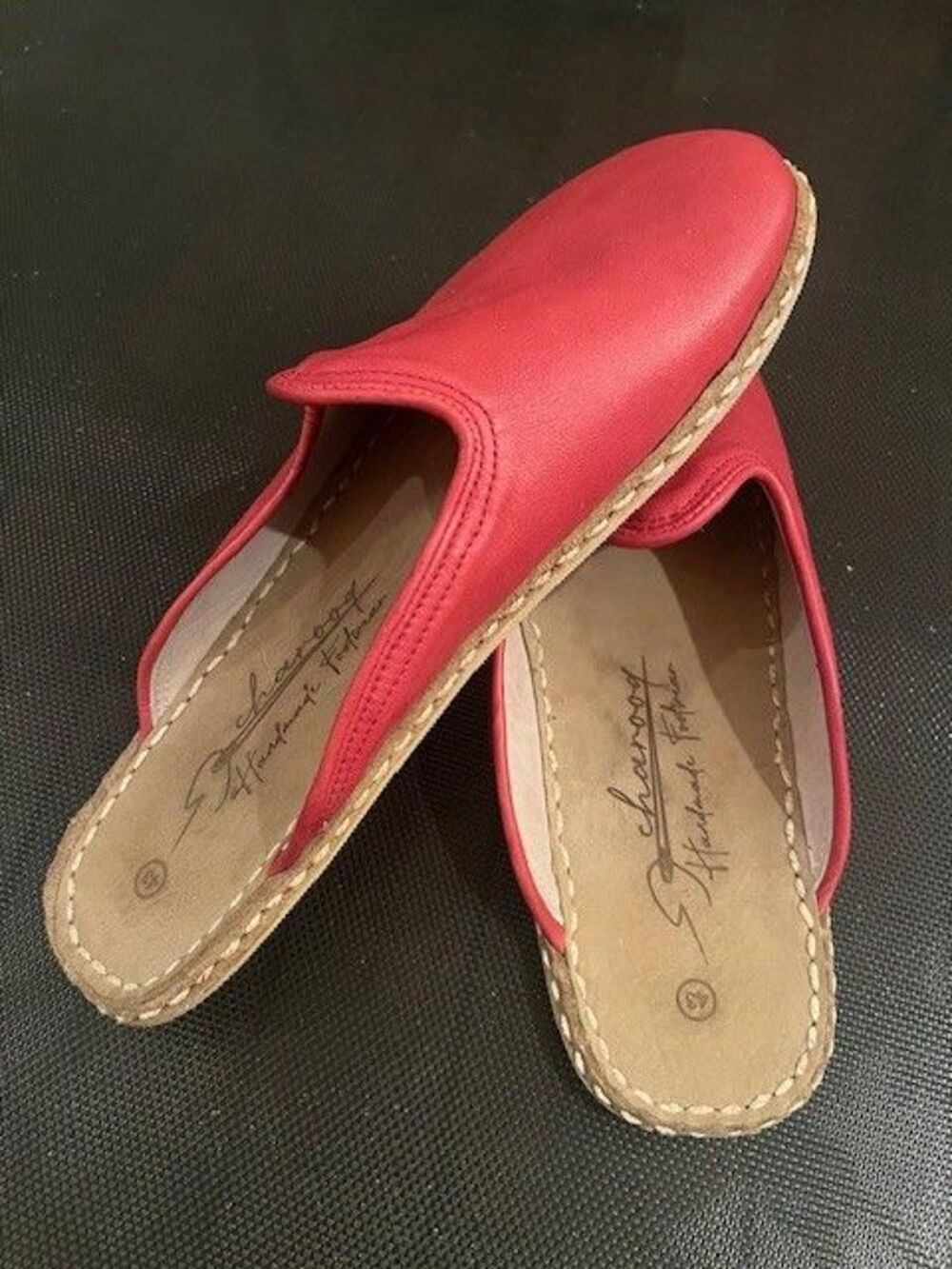 Men’s Slippers Slip-on EU 43 44 genuine fine leather Red sandals